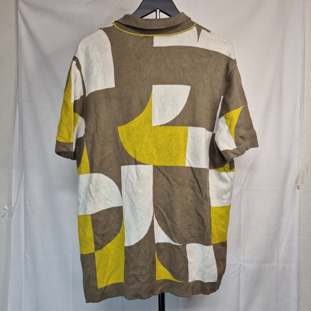 EXPRESS Mens XL Button Up Shirt Abstract Design Brown Yellow Cotton Blend NWT - Picture 5 of 8